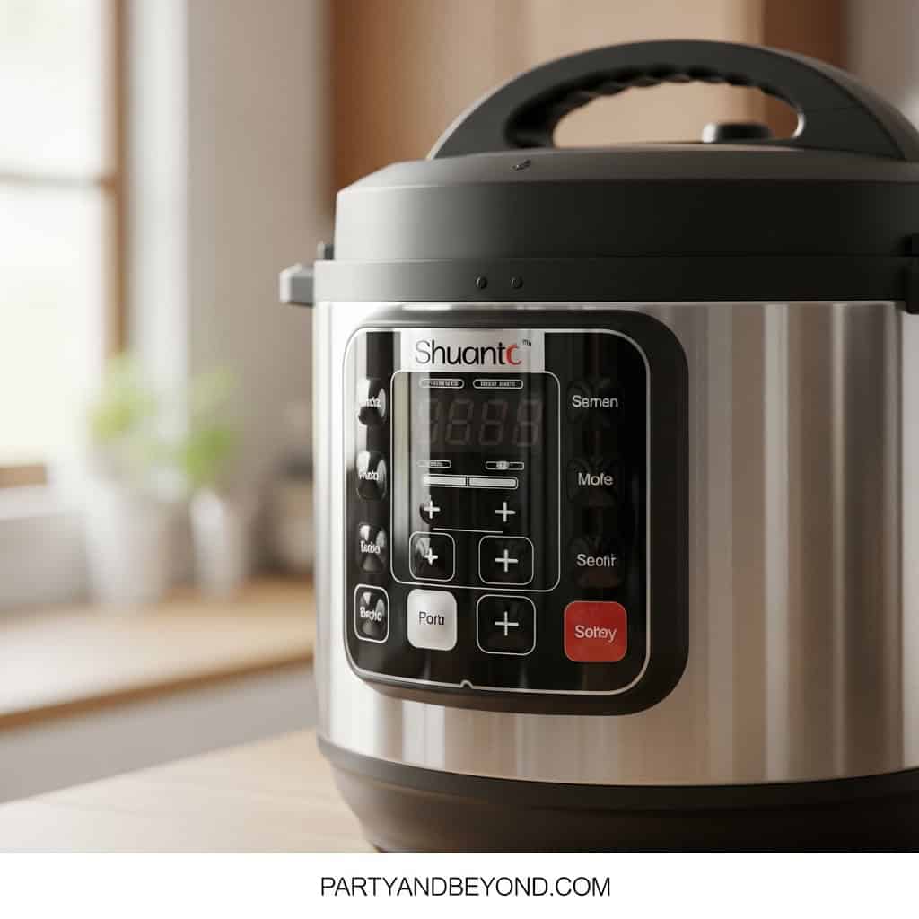 Modern electric pressure cooker ideal for quick, healthy meals at home.