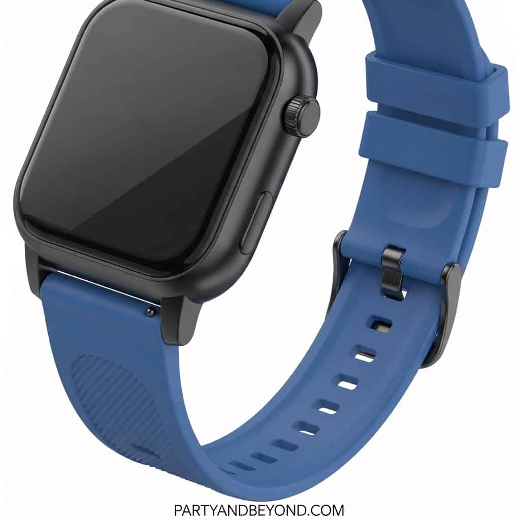 Smartwatch with blue silicone band, ideal for teen birthday gifts and tech lovers.