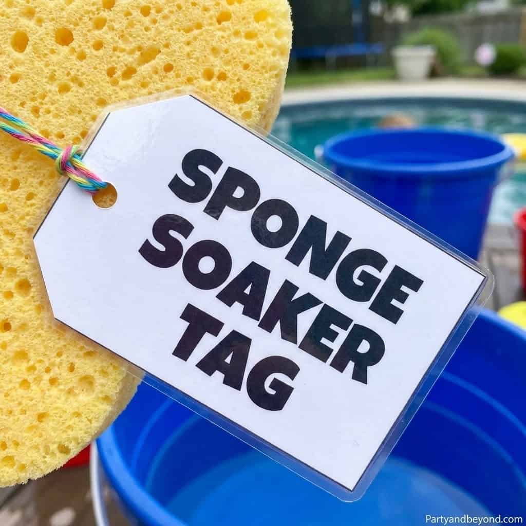 Sponge soaker tag for summer party games, perfect for outdoor water activities and fun with friends.