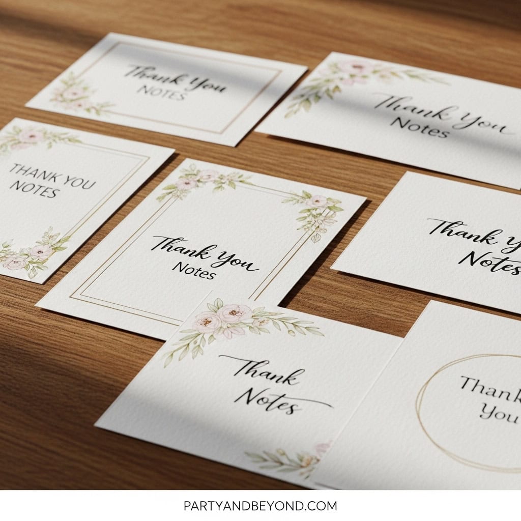 Elegant thank you notes for baby shower guests with floral design.