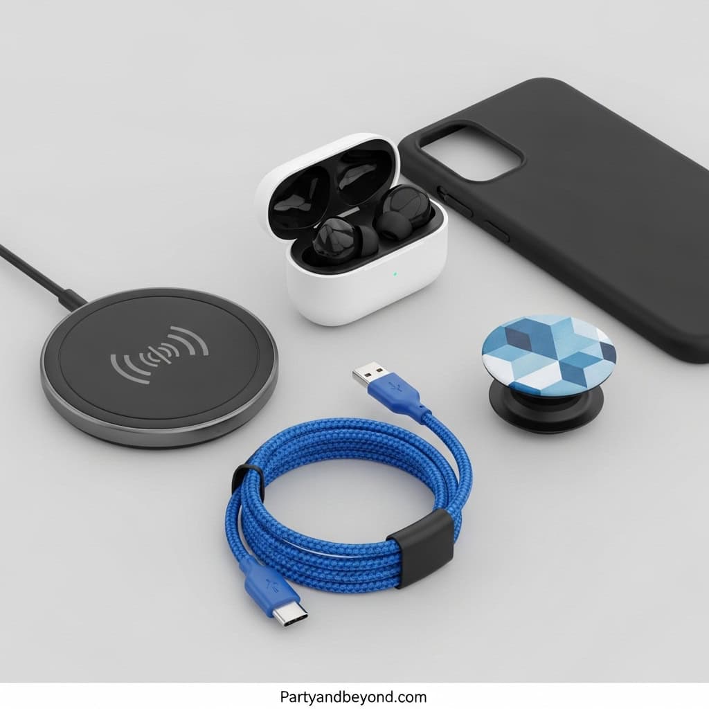 Wireless earbuds with charging case, phone case, and accessories for teens.