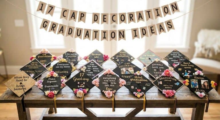 Creative graduation cap decorations for celebration and photo displays.