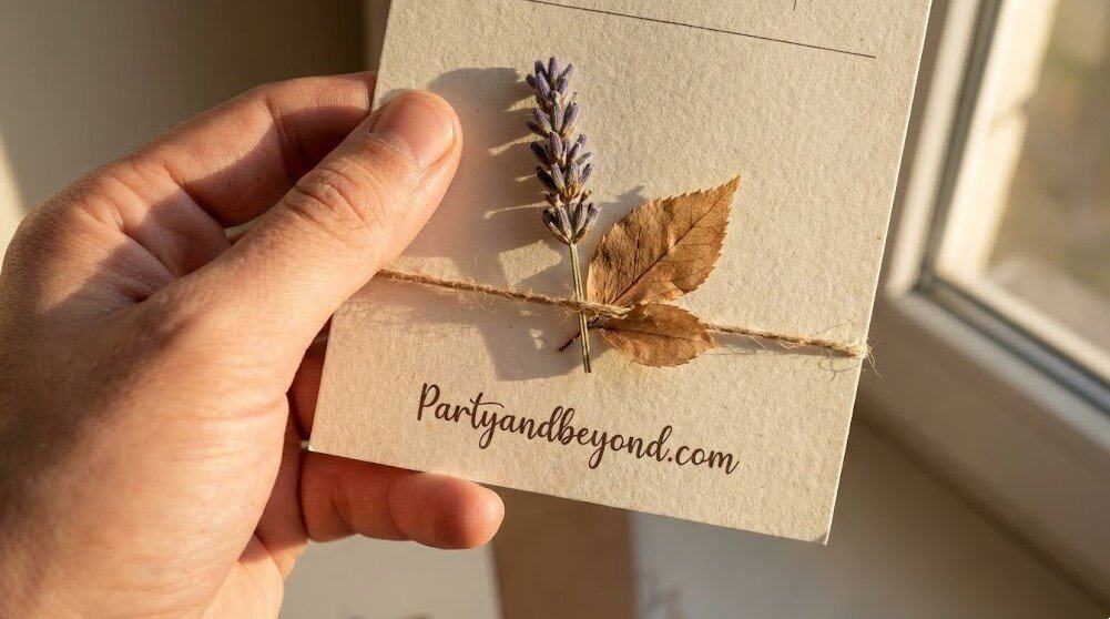 Wedding advice postcard with a pressed flower.