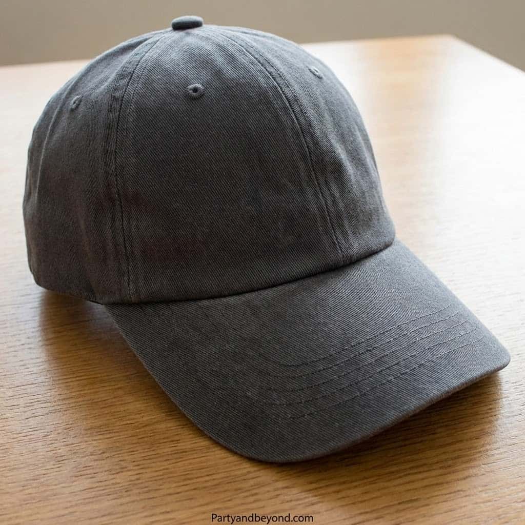 Gray baseball cap for graduation party decor and cap decoration ideas.