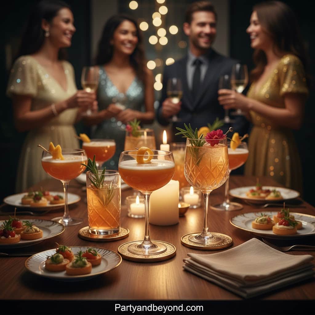 Elegant adult birthday celebration with cocktails and appetizers, perfect for stylish and fun partie.