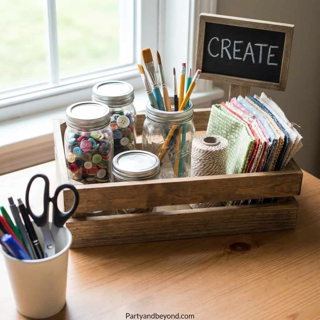 Creative graduation party decor ideas with craft supplies and DIY elements.