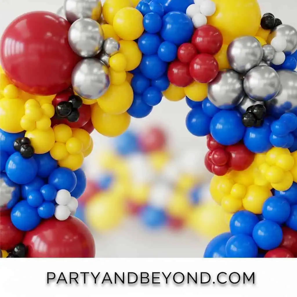 Colorful Balloon Arch for Super Bowl Party Decor.