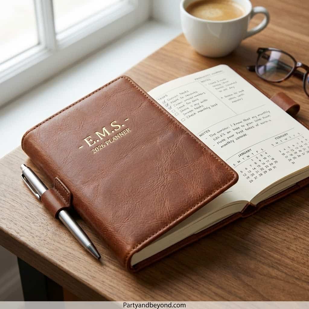 Graduation gift idea: personalized leather planner for 2026 graduates. Perfect for organizing and ce.