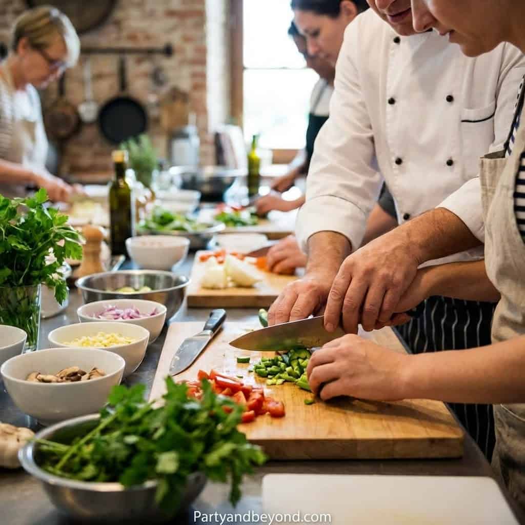 Chef chopping vegetables for a special event or celebration.