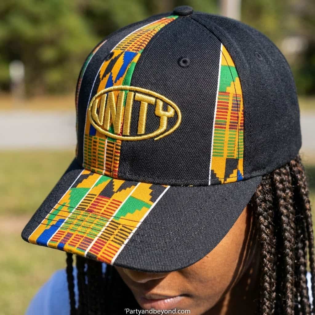 Kente pattern graduation cap for celebration and achievement.