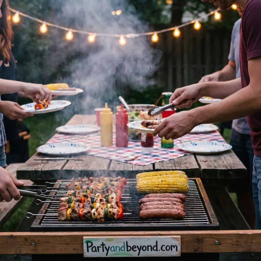 Outdoor BBQ with friends and family.