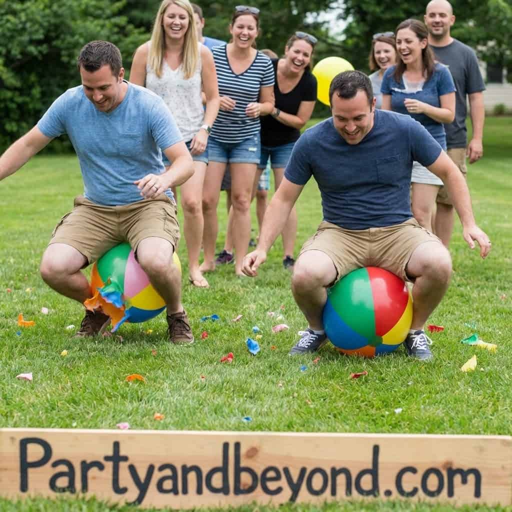 Kids playing fun indoor birthday games with balloons and friends.