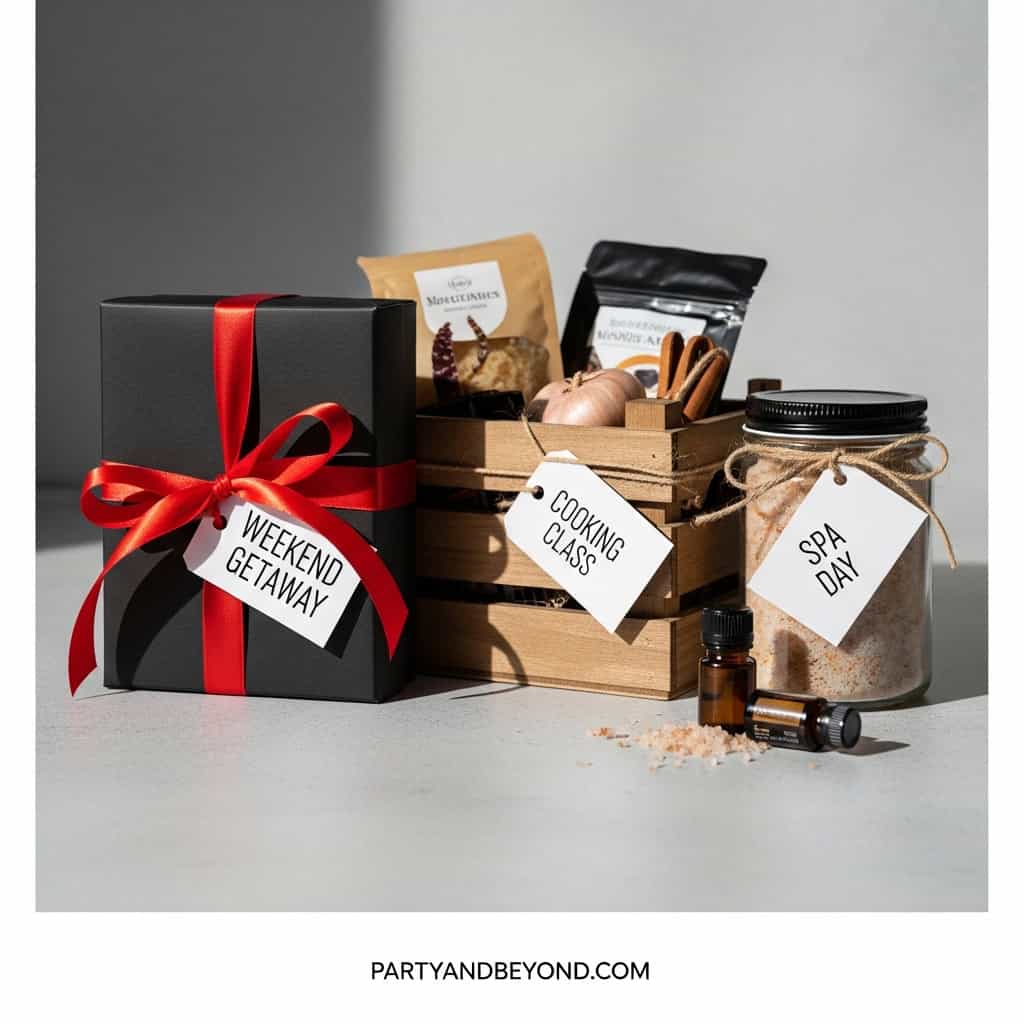 Spa day gift set with bath salts, essential oils, and candles for adult relaxation.