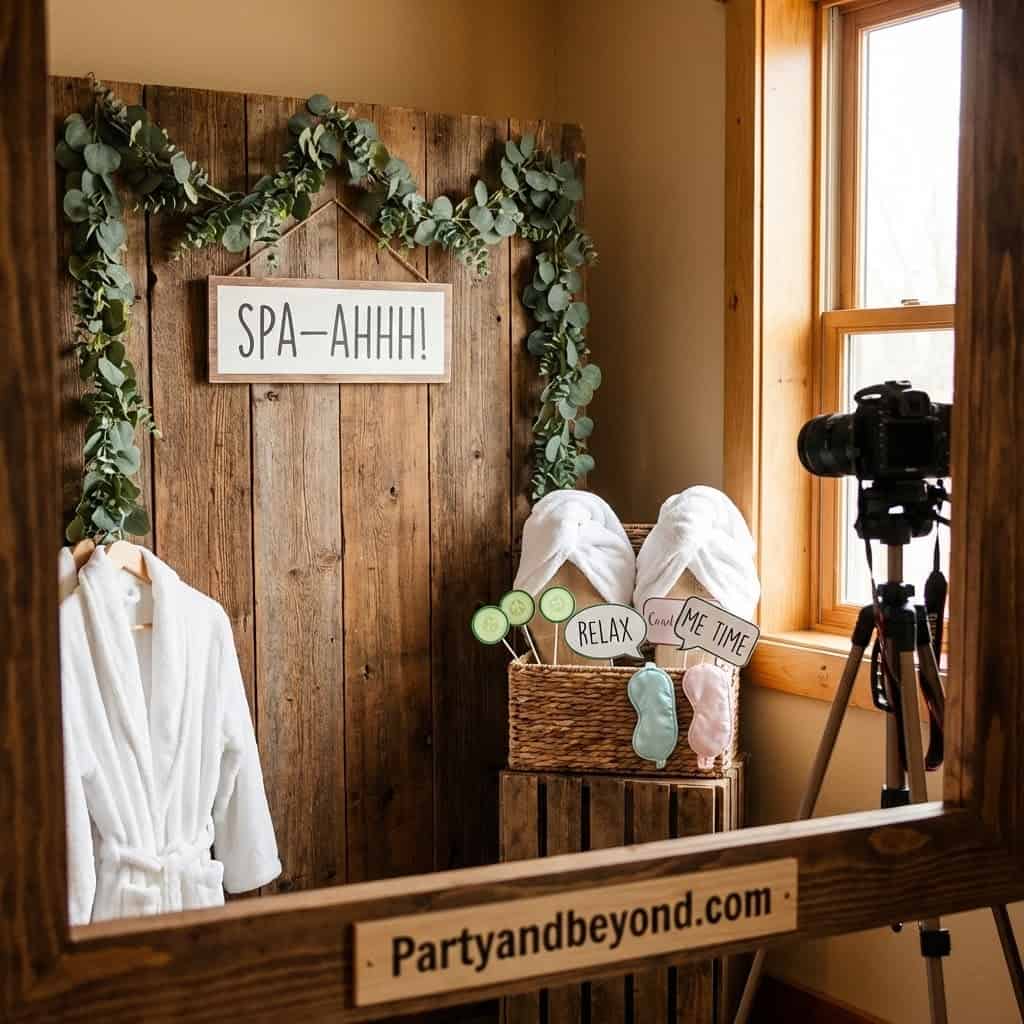 Cozy kids' spa corner with robes, towels, and relaxing decor for fun spa party ideas.