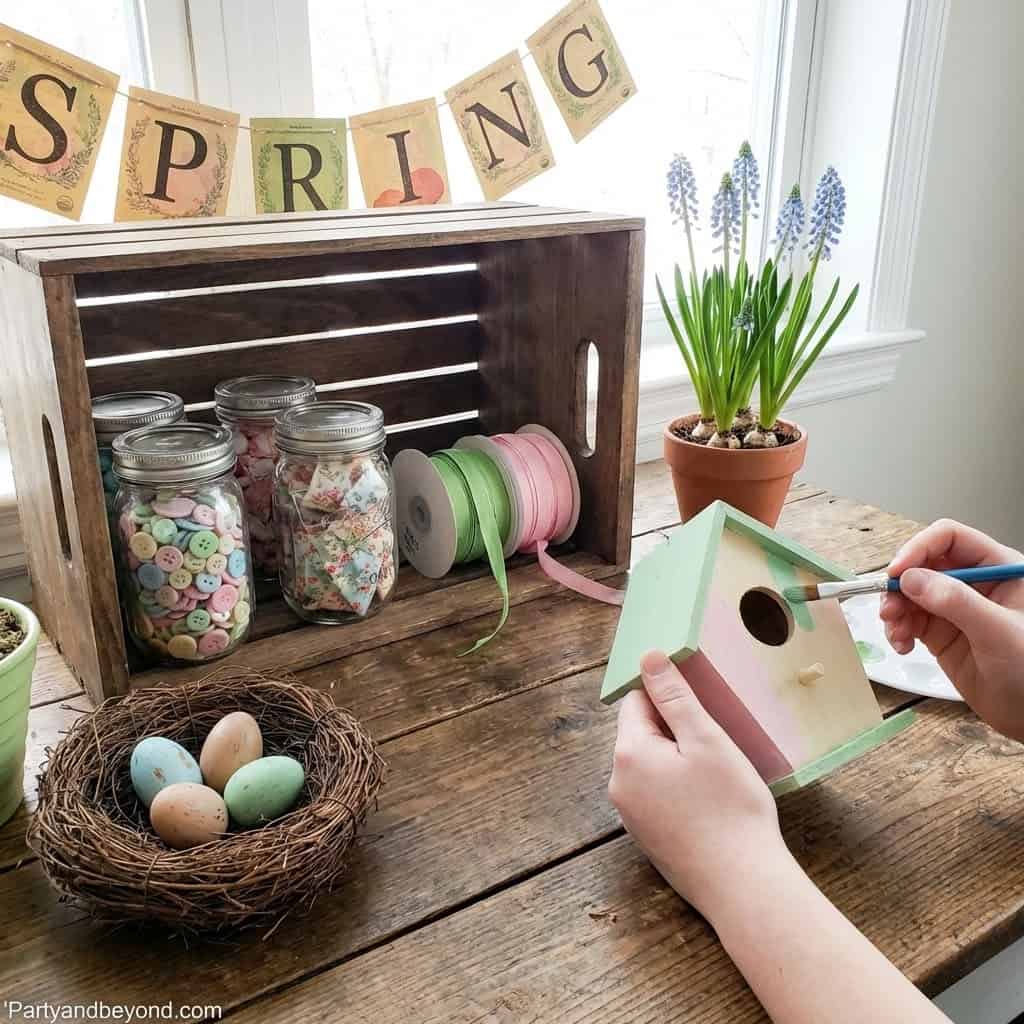 Easter craft project for spring celebration with pastel colors and decorative elements.