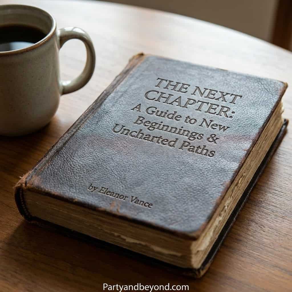 Vintage book titled "The Next Chapter" about new beginnings and uncharted paths, perfect graduation.