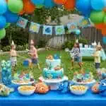 17 Finding Nemo Birthday Party Ideas Colorful balloon arch for Nemo-themed birthday party.