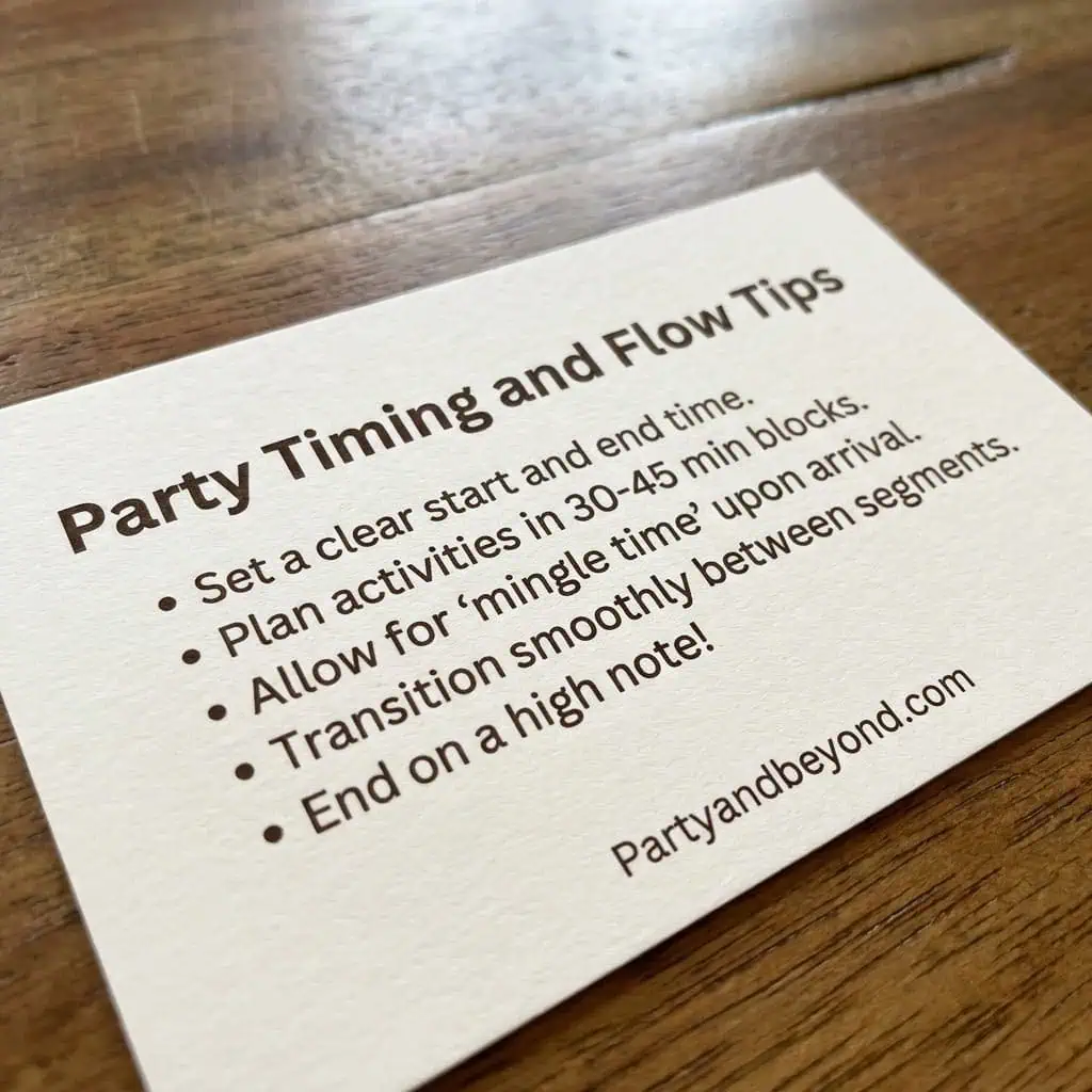 Party planning tips for seamless event flow and timing.
