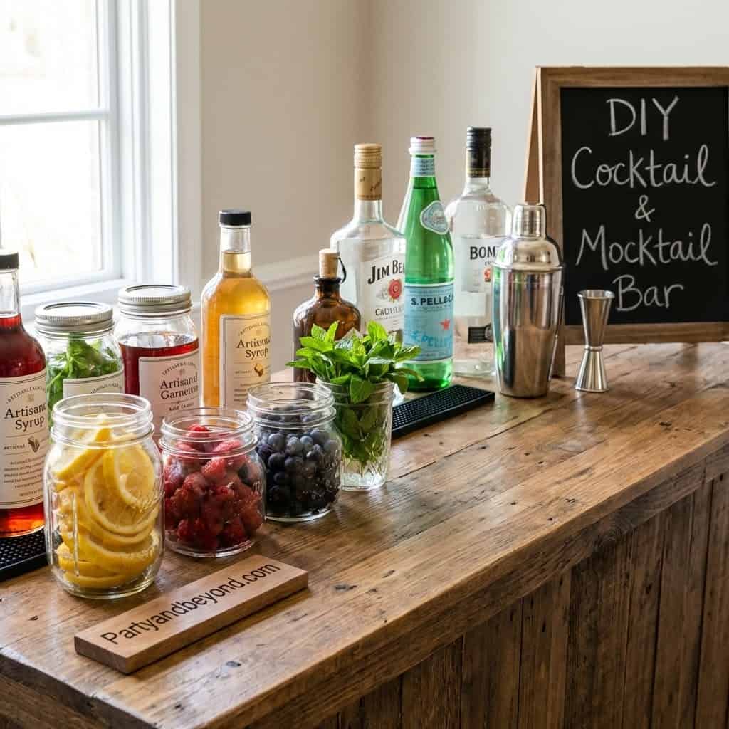 DIY Cocktail & Mocktail Bar for Backyard Party.