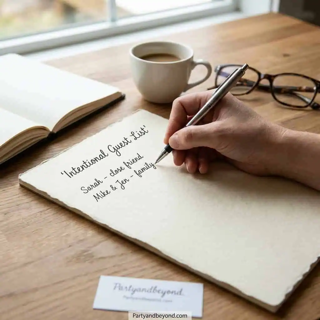 Writing a guest list for a stylish DIY party on a budget.