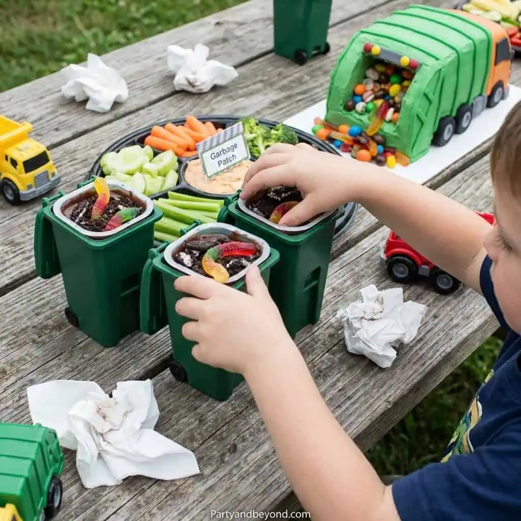 Trash Truck Snack Station for Kids.