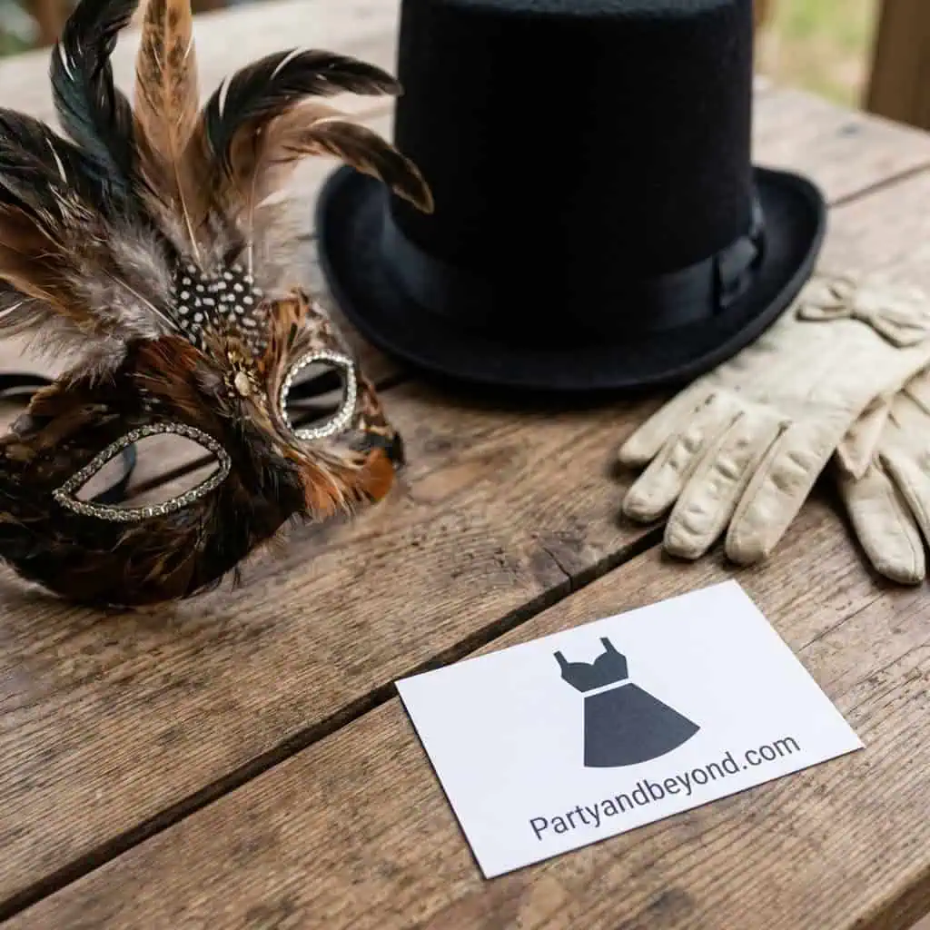 Elegant masquerade mask and top hat for Nemo-themed birthday party.