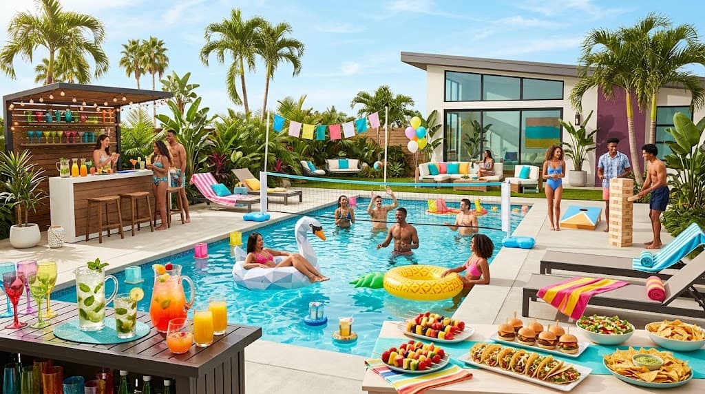 Pool party ideas for summer 2026 with vibrant decor, fun games, and delicious food for the perfect o.
