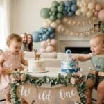 20 First Birthday Party Ideas for Boys and Girls (2026 Themes) Adorable first birthday party scene featuring kids, balloons, and themed cake decorations. Perfect f.