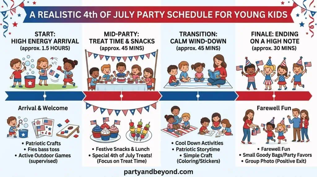 Older kids doing salt painting and creative art projects with patriotic colors.