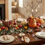 20 Thanksgiving Table Decoration Ideas That Guests Will Talk About All Year Elegant fall harvest table with pumpkins, gourds, candles, and seasonal decor for festive celebratio.