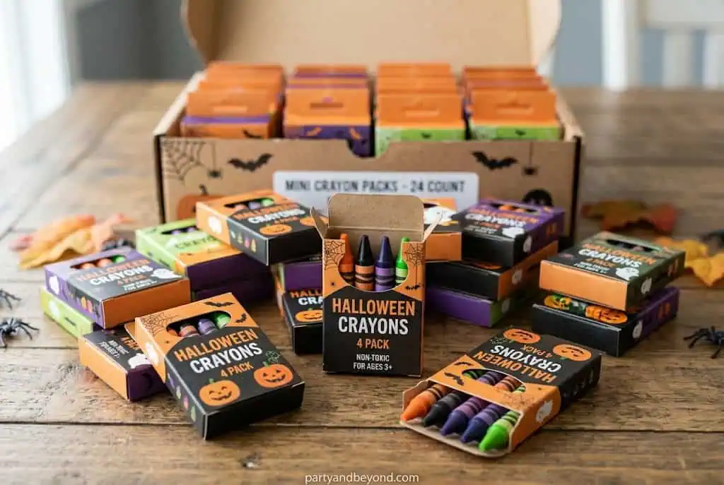 mini Halloween crayon boxes for toddlers non-candy halloween treats