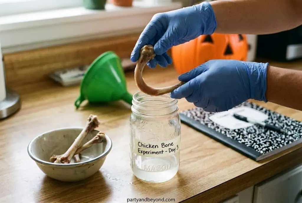 vinegar softened chicken bone science experiment