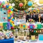 DIY Graduation Party Decorations on a Budget: 20 Ideas That Actually Work Vibrant outdoor party setup with colorful balloons, banners, and themed decorations for a festive ev.