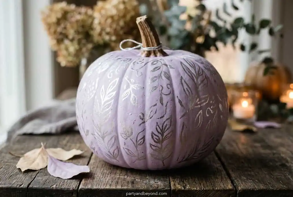 Light lavender pumpkin with subtle silver dry-brushed highlights
