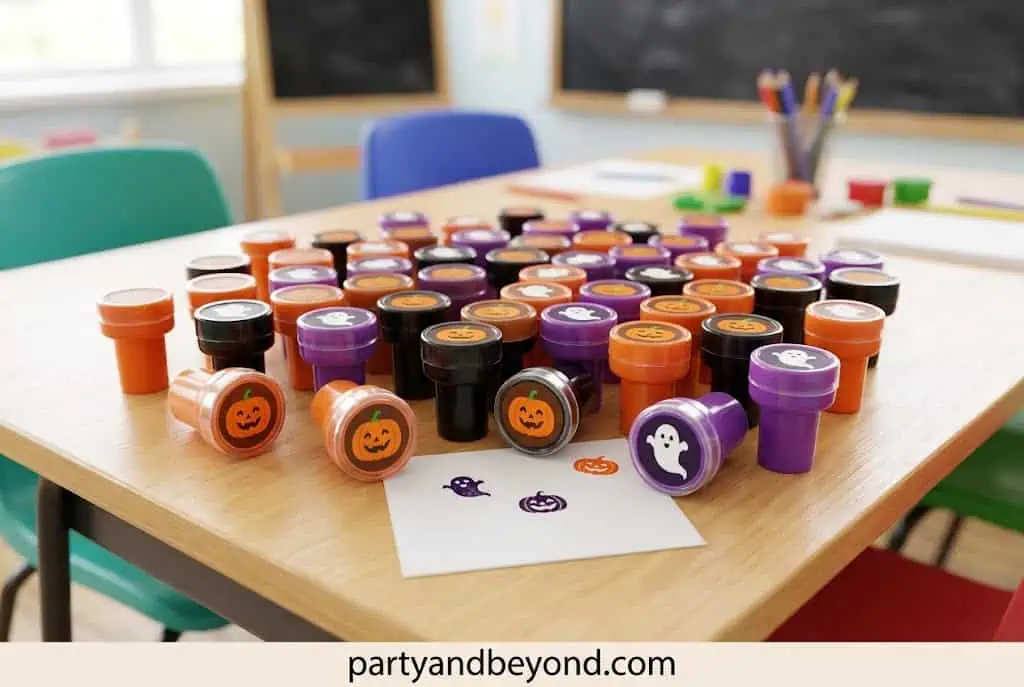 self inking Halloween stamps for classroom treats