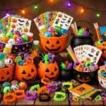 23 Non-Candy Halloween Treats That Make the Perfect Surprise Festive Halloween-themed party supplies with pumpkins, candies, and decorations for fun celebrations.
