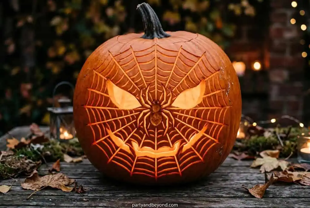 Simple Halloween pumpkin carved with coffin shape and RIP lettering.