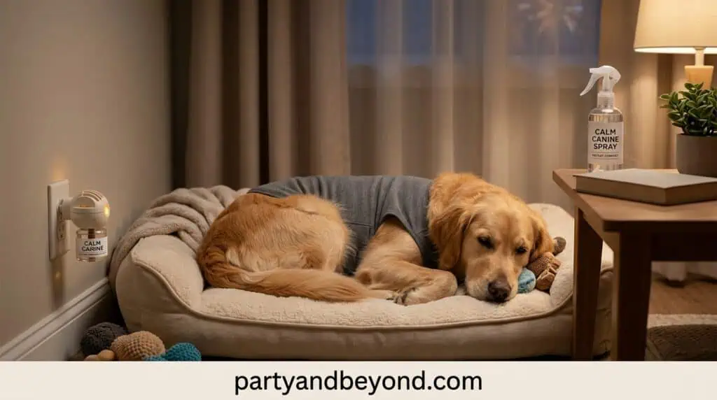 Dog pheromone diffuser plugged into a room to create a calming environment.