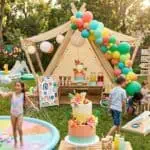 Summer Birthday Party Ideas for Kids: 18 Outdoor Fun Ideas for 2026 Colorful outdoor kids' birthday party with tent, balloons, and games.