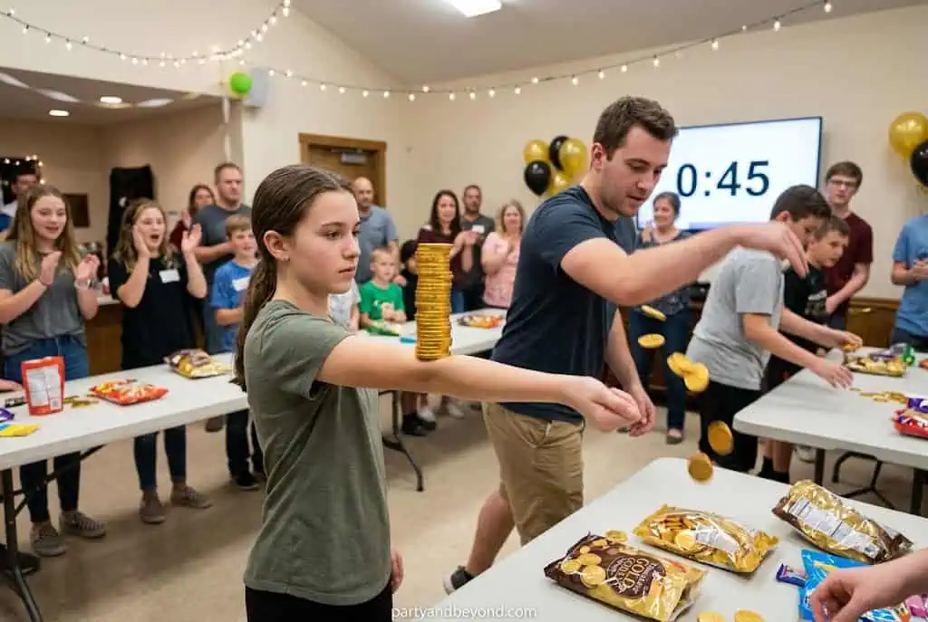 Kids and adults enjoying a fun party with games and snacks at Party & Beyond!.