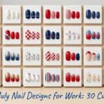 4th of July Nail Designs for Work: 30 Cute Ideas (2026) Patriotic 4th of July nail art with red, white, and blue patterns perfect for work settings.