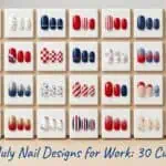 4th of July Nail Designs for Work: 30 Cute Ideas (2026) Patriotic 4th of July nail art with red, white, and blue patterns perfect for work settings.