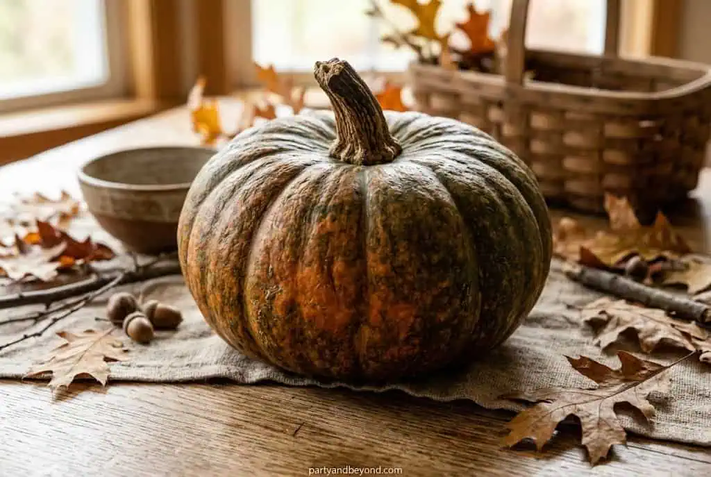 Pumpkin split in olive green and rust orange blended design