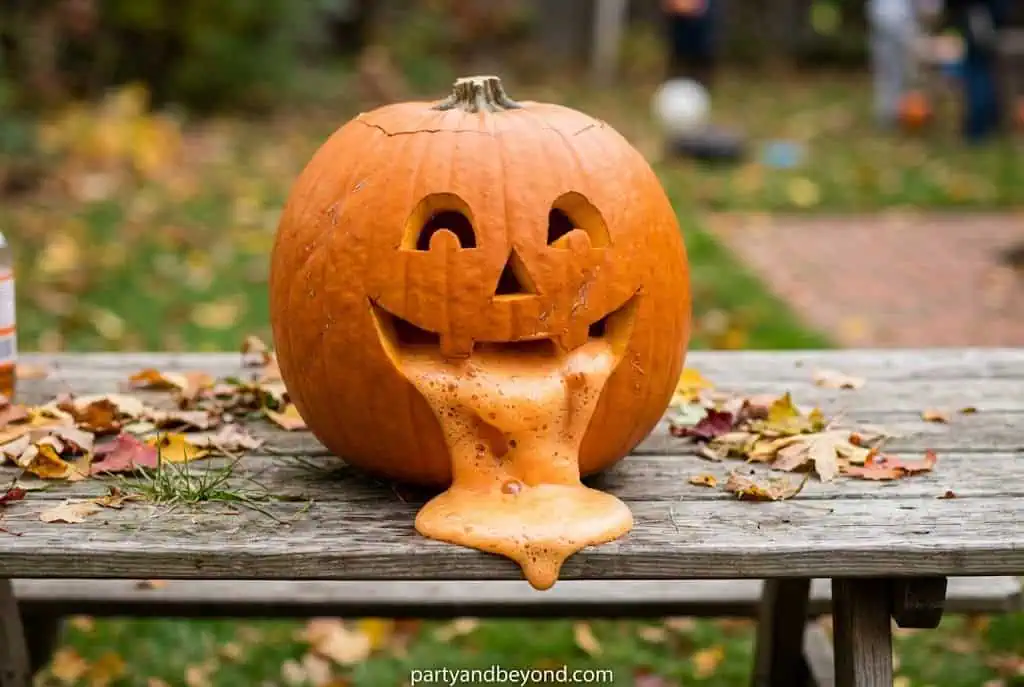 pumpkin volcano Halloween experiment baking soda vinegar