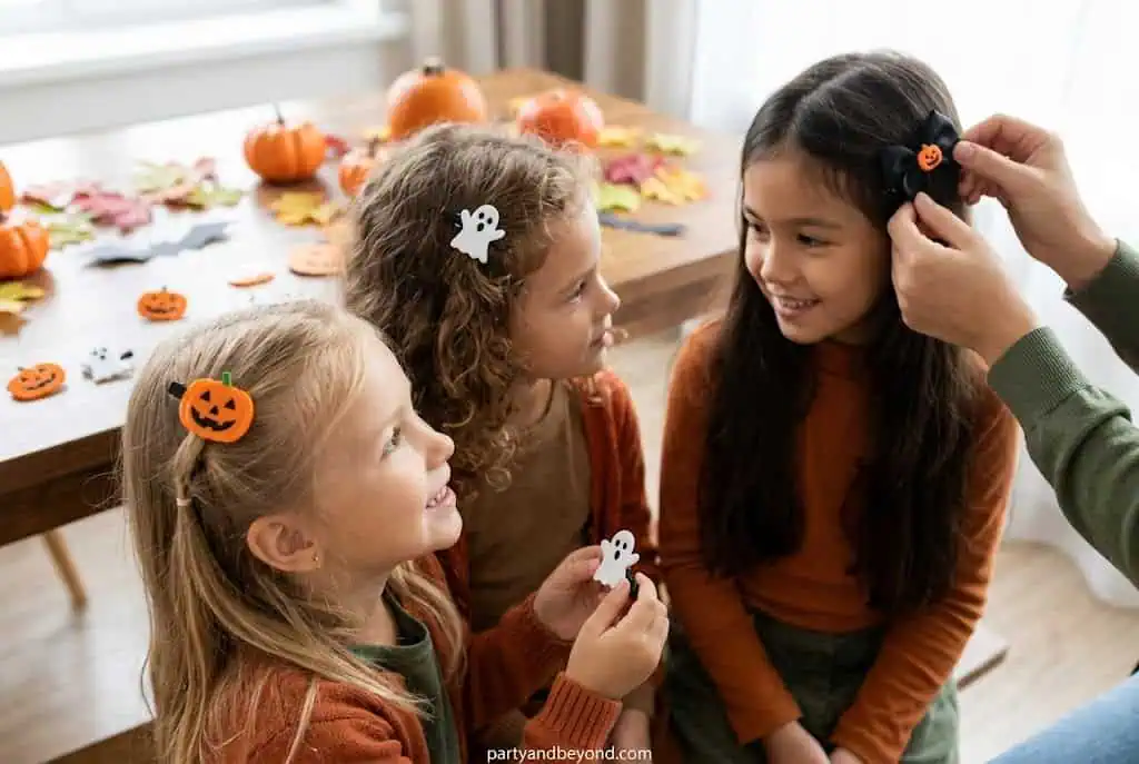 pumpkin and ghost Halloween hair clips for girls
