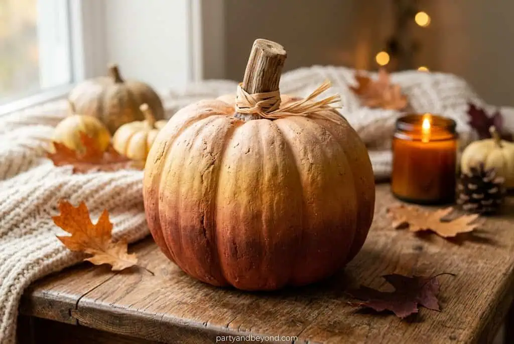 Pumpkin with warm terracotta ombré gradient from dark rust to light cream