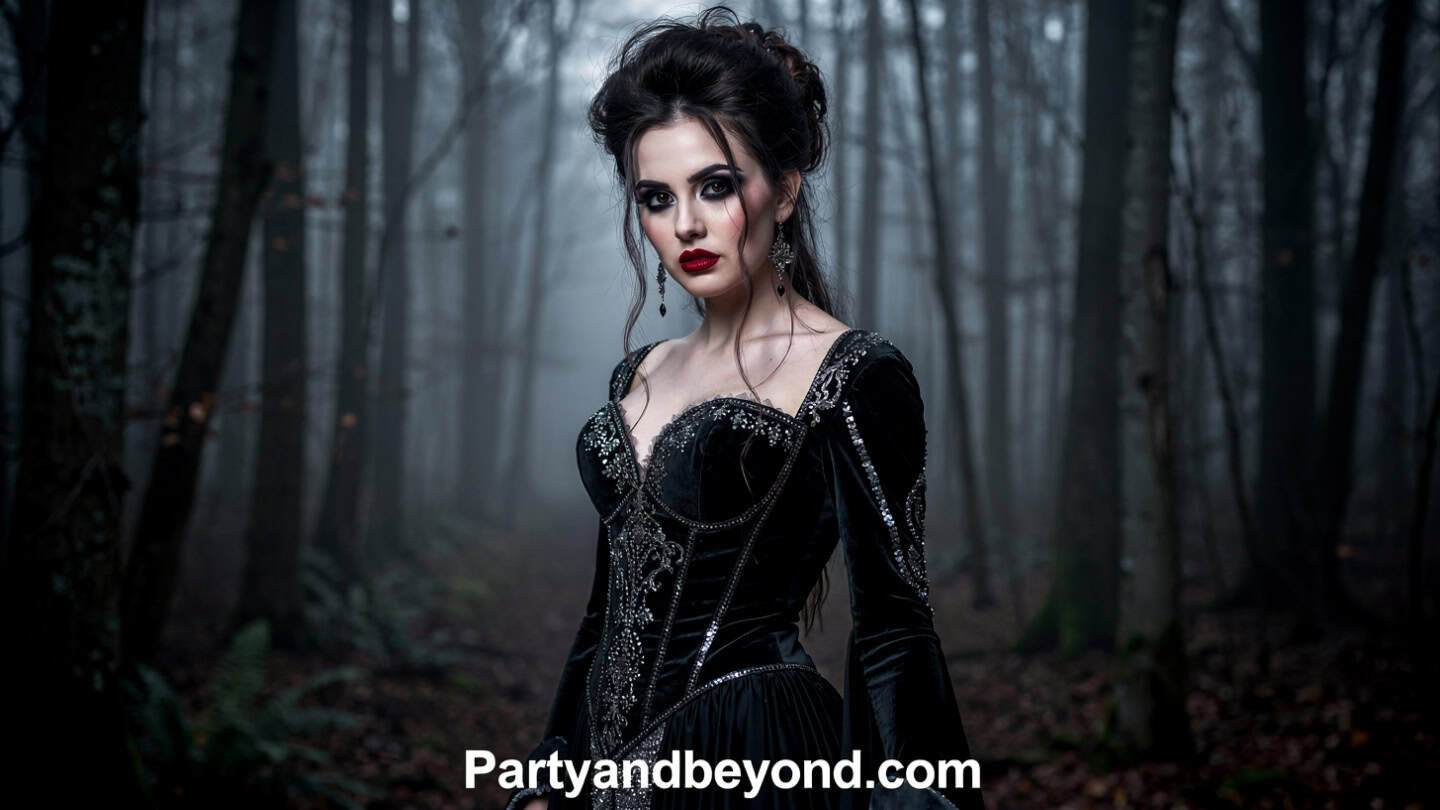 Dark witch Halloween makeup with green earthy tones and vine-like face details
