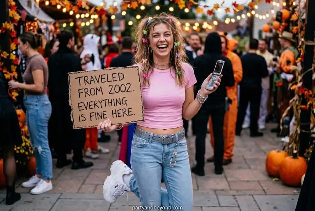 Y2K time traveler nostalgic Halloween costume idea funny halloween costumes for women