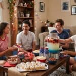 20 Last-Minute 4th of July Party Ideas for Apartments and Small Spaces (2026) Festive 4th of July gathering with friends in a cozy apartment setting, featuring patriotic decorati.