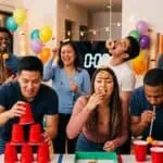 20 Minute to Win It Games for Parties That Will Have Everyone Begging for One More Round Celebrating with friends at a lively party featuring games, balloons, and joyful moments. Perfect fo.